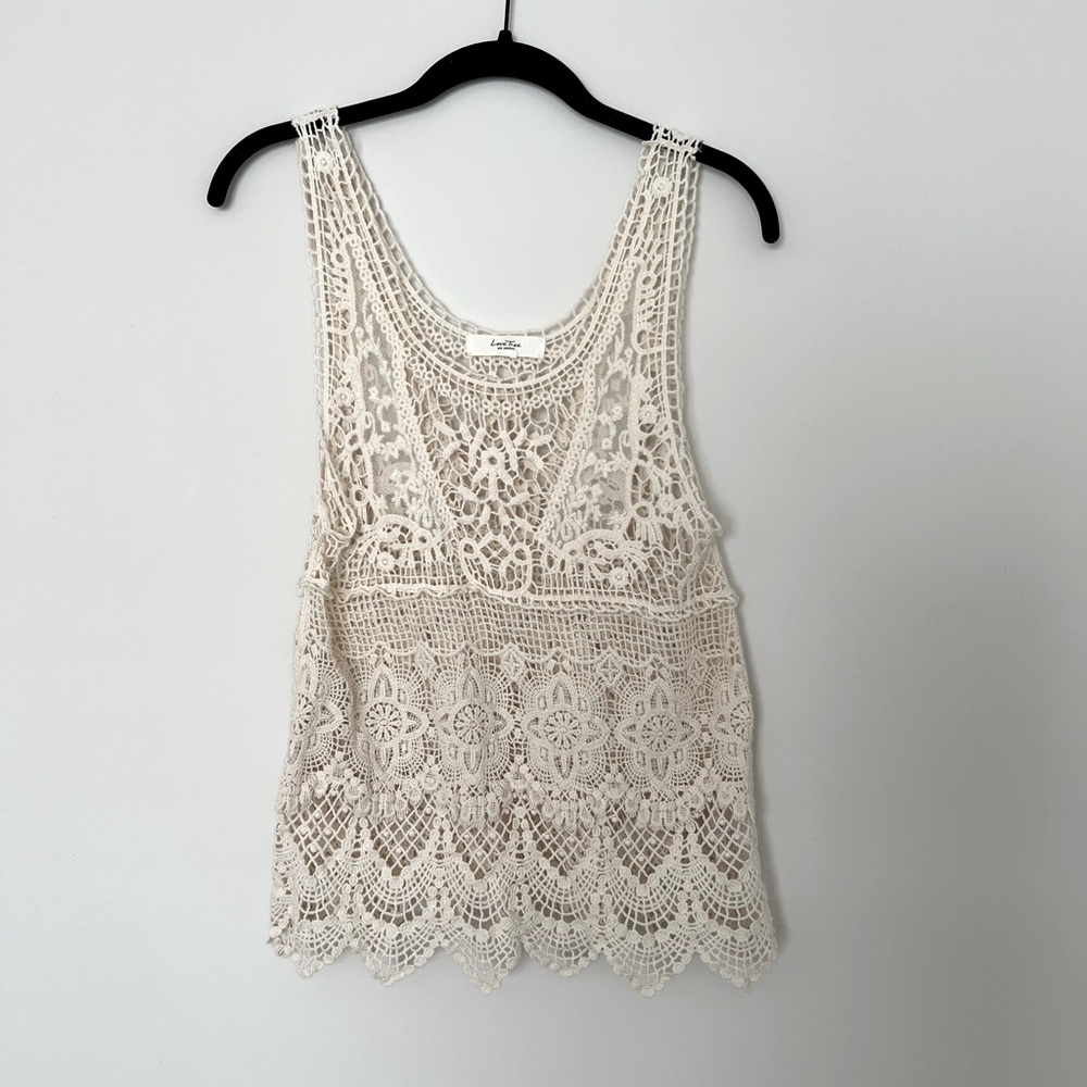 Crochet cream sleeveless top